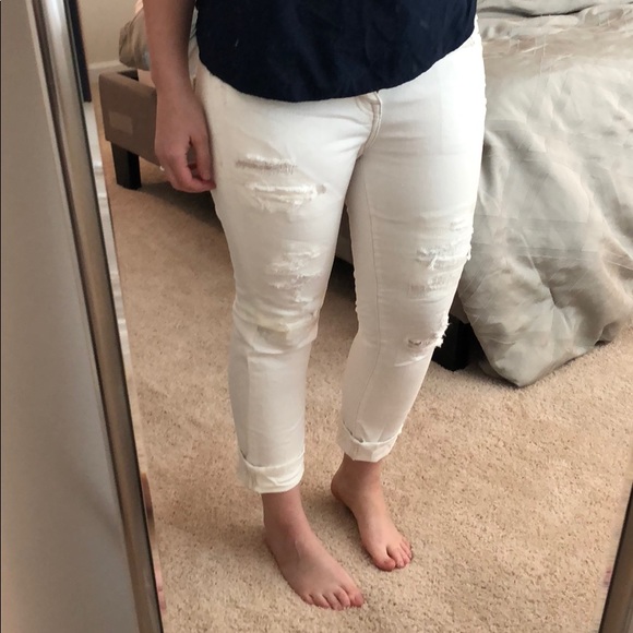 American Eagle Outfitters Denim - AEO Slouchy Fit Distressed White Jeans